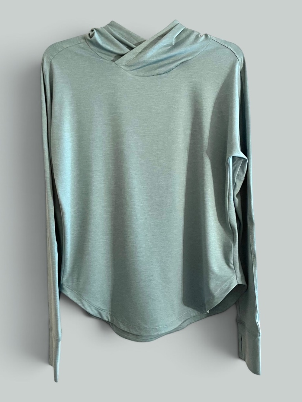 REI Co-op Sahara Shade Sun Hoodie Sage Green Crossover Neck Active Top Size